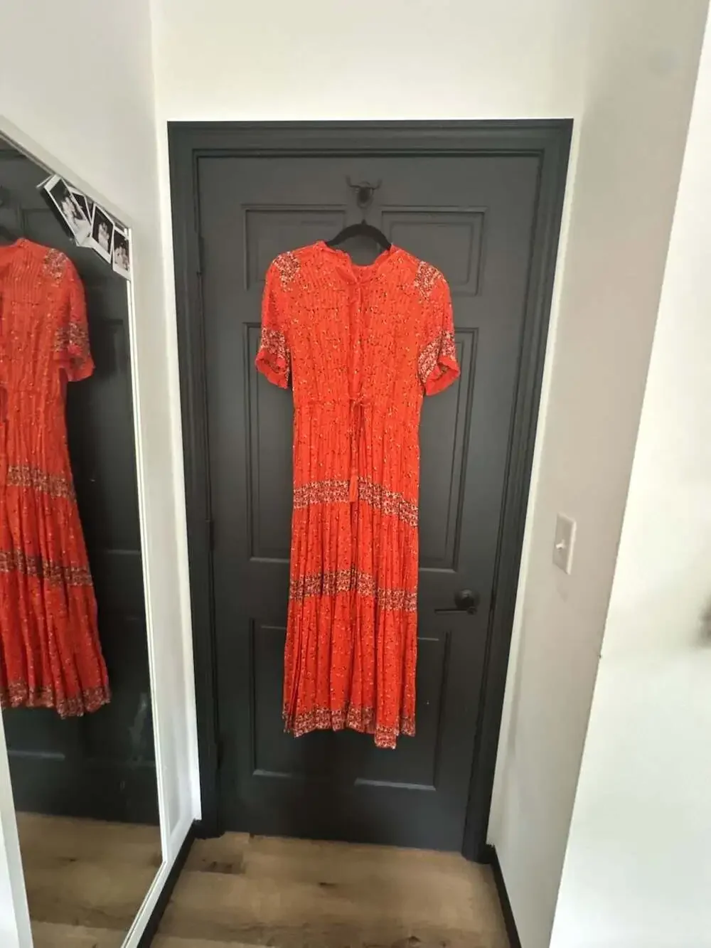 Free People Rare Feelings Floral Pleated Red Maxi Dress